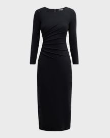 Emporio Armani Pleated Jersey Midi Sheath Dress at Neiman Marcus