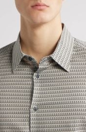 Emporio Armani Regular Fit Geometric Print Stretch Cotton Button Up Shirt at Nordstrom Rack