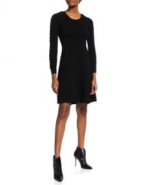 Emporio Armani Rib-Knit Cutout-Sleeve Dress at Neiman Marcus