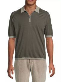 Emporio Armani Wool Blend Quarter Zip Knit Polo Shirt at Saks Fifth Avenue