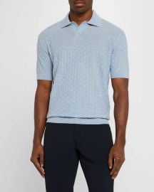 Emporio Armani Wool Johnny Collar Short Sleeve Polo Sweater at Neiman Marcus