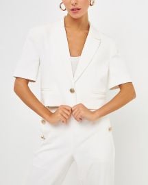 Endless Rose Cropped Short Sleeve Blazer in Ivory at Express