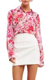 Endless Rose Floral Print Oversize Shirt at Nordstrom