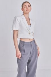 Endless Rose Ivory Cropped Short Sleeve Blazer Verishop at Verishop