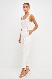 Endless Rose Ivory High Waisted Buttoned Trousers Verishop at Verishop