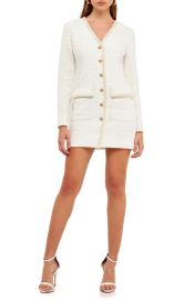 Endless Rose Long Sleeve Tweed Minidress at Nordstrom