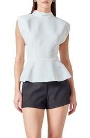 Endless Rose Mock Neck Sleeveless Peplum Top at Nordstrom