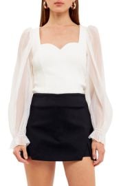 Endless Rose Organza Sleeve Knit Top at Nordstrom