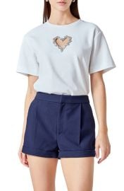 Endless Rose Rhinestone Trim Heart Cutout Relaxed Fit T-Shirt at Nordstrom