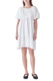 English Factory Eyelet Knit Combo Dress at Nordstrom