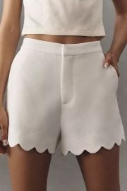 English Factory High Rise Scallop Hem Shorts at Anthropologie