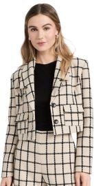 English Factory Plaid Cropped Blazer Beige/Black S at Shopbop