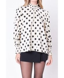 English Factory Polka Dot Smock Neck Blouse at Macys