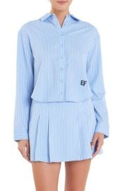 English Factory Sports Club Stripe Crop Button-Up Shirt at Nordstrom