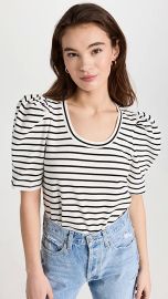 English Factory Stripe Pleated Puff Sleeve Top at Shopbop