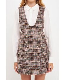 English Factory Womens Tweed Pinafore Dress - Macys at Macys