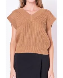 English Factory Womens V-neck Knit Sweater Vest - Macys at Macys