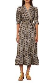 Enrika Tie Waist Silk Midi Dress at Nordstrom