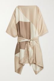 Envelope1976 Isle Belted Printed Silk satin Kaftan In Neutrals at Net a Porter