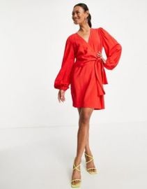 Envii wrap mini dress in red ASOS at ASOS