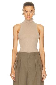 Enza Costa Cashmere Halter Turtleneck Top in Khaki FWRD at FWRD