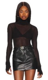 Enza Costa Mesh Cuffed Turtleneck In Black at Revolve