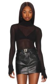 Enza Costa Mesh Cuffed Turtleneck In Black at Revolve