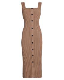 Enza Costa Ribbed Knit Button Midi Dress at Intermix