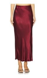 Enza Costa Satin Bias Cut Skirt In Ruby at Revolve