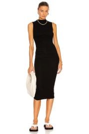 Enza Costa Silk Rib Sleeveless Twist Midi Dress in Black  FWRD at Forward