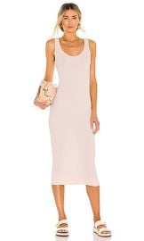 Enza Costa Silk Rib Tank Midi Dress in Shell Pink at Revolve