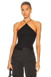 Enza Costa Stretch Silk Knit Halter Tank Top in Black FWRD at FWRD