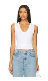 Enza Costa Textured Rib Sleeveless U In White at Revolve