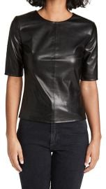 Enza Costa Vegan Leather Crew Top at Shopbop