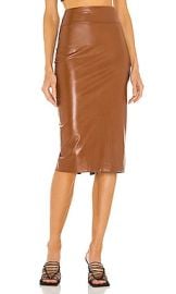 Enza Costa Vegan Leather Midi Pencil Skirt in Cognac at Revolve