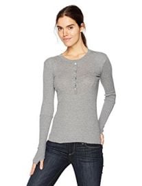 Enza Costa Womens Cashmere Thermal Long Sleeve Henley Top at Amazon