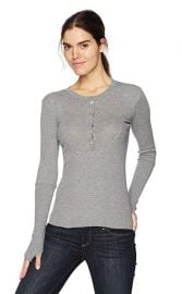 Enza Costa Womens Cashmere Thermal Long Sleeve Henley Top at Amazon