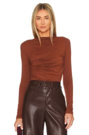 Enza Costa x Revolve Jersey Twist Top in Cognac at Revolve