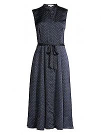 Equipment - Clevete Sleeveless Polka Dot Tie Waist A-Line Shirtdress at Saks Fifth Avenue