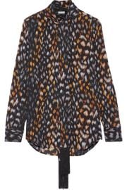 Equipment   Essential pussy-bow leopard-print silk-georgette blouse at Net A Porter