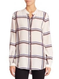 Equipment - Henri Large Plaid Printed Silk Blouse at Saks Off 5th