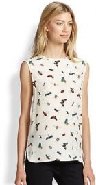 Equipment - Kyle Silk Insect-Print Top at Saks Fifth Avenue