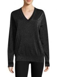 Equipment - Lucinda V-Neck Lurex Sweater at Saks Fifth Avenue