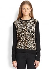 Equipment - Roland Wool and Silk SweaterLeopard at Saks Fifth Avenue