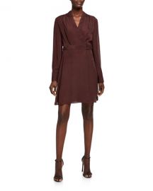 Equipment Allaire Long-Sleeve Wrap Dress at Neiman Marcus