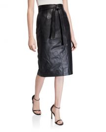 Equipment Alouetta Belted Leather Pencil Skirt at Neiman Marcus