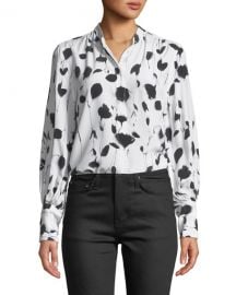 Equipment Boleyn Button-Front Floral-Print Blouse at Neiman Marcus