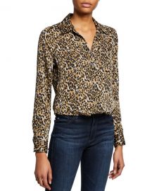 Equipment Brett Leopard-Print Button-Down Shirt at Neiman Marcus