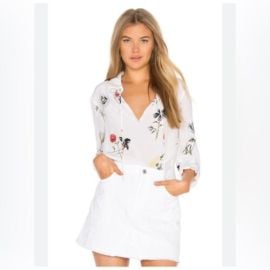 Equipment Bristol Floral Pattern 100 Silk Blouse in Off White Size Extra Small eBay at ebay