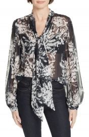 Equipment Cleone Tie Neck Sheer Floral Silk Blouse   Nordstrom at Nordstrom